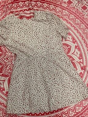 1. State White summer  Dress with Red Floral Print